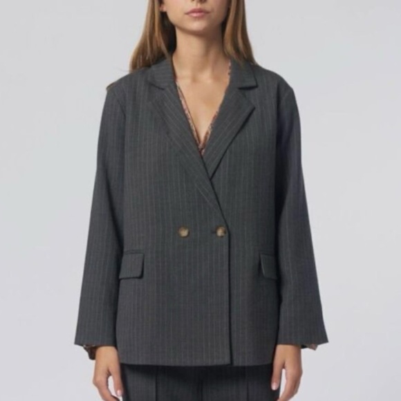 NWT The Great SHLUMPY BLAZER GRAY PIN STRIPED size 1 (4/6) - Picture 3 of 9